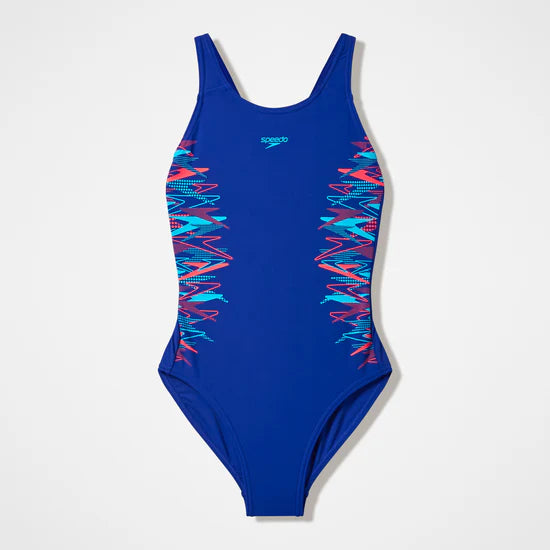 Speedo Girls Placement Muscleback Swimsuit - Blue