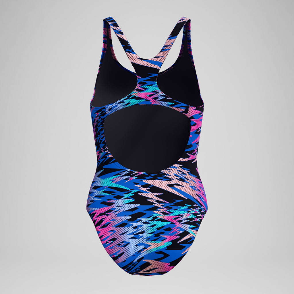 Speedo Hyperboom  Print Medalist 1PC Swimsuit - Black/Pink