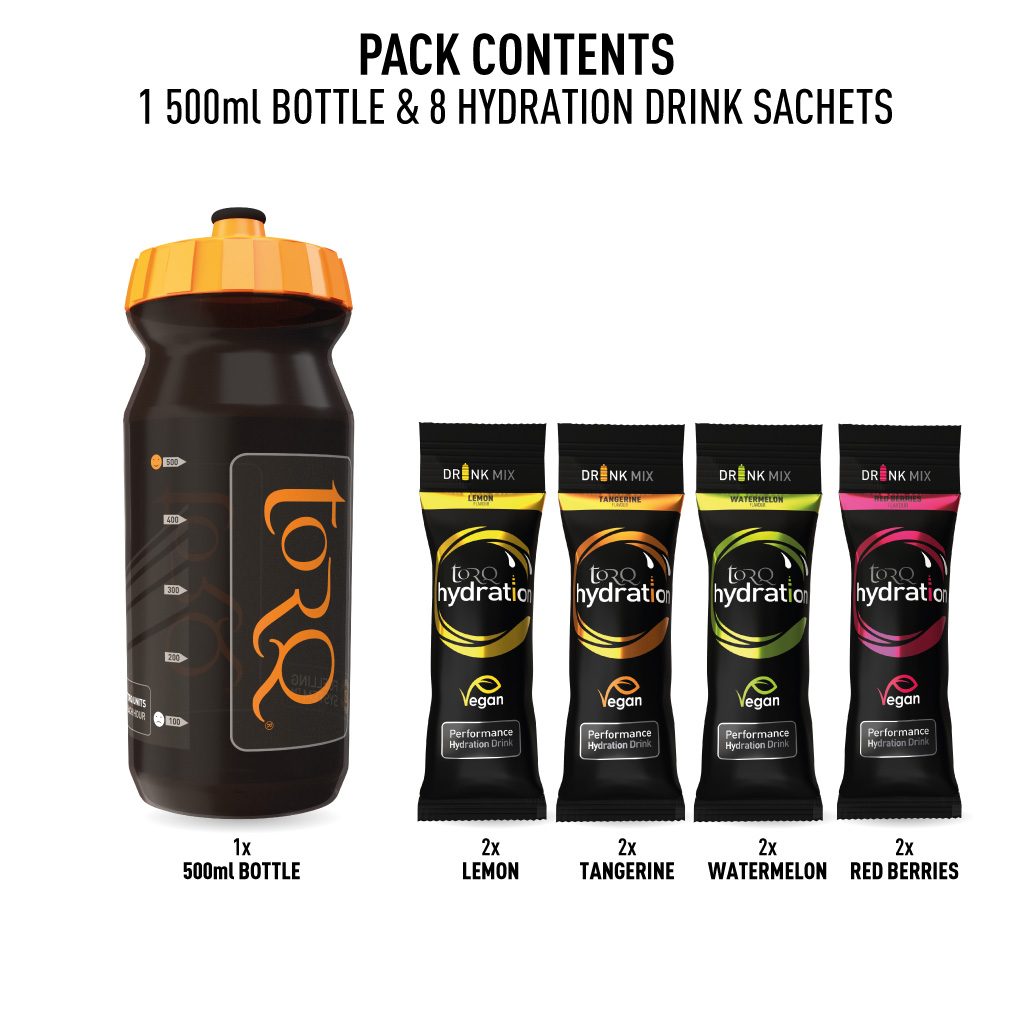 TORQ Hydration 500ml Bottle & 8 Mixed Sachets -DS