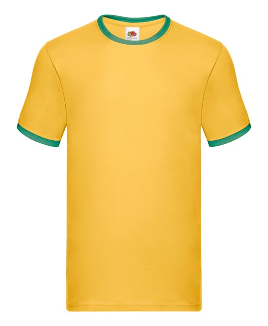 Fruit of the Loom Ringer Tee -  Sunflower Yellow/Green