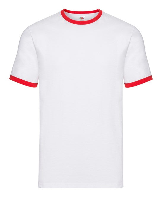 Fruit of the Loom Ringer Tee -  White/Red