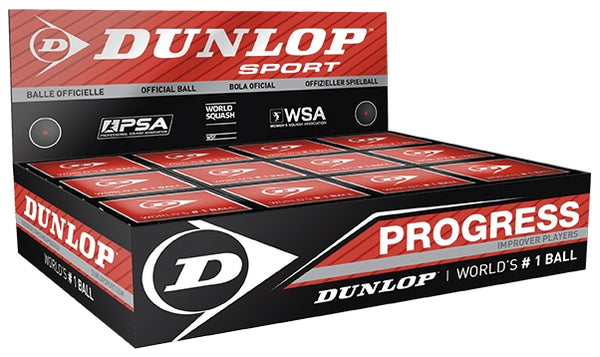 Dunlop Progress Squash Balls (1 Ball Box of 12) -DS