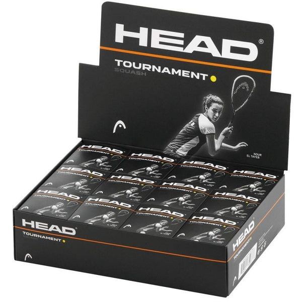 Head Tournament Squash Balls - Single Yellow Dot - Box of 12 -DS