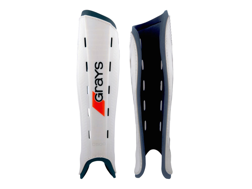 G600 Hockey Shin Guard - White/Navy