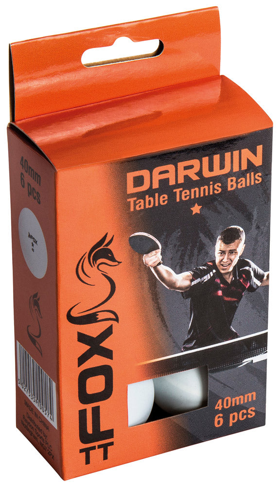 Fox TT Darwin 1 Star Table Tennis Balls (Pack of 6) -DS