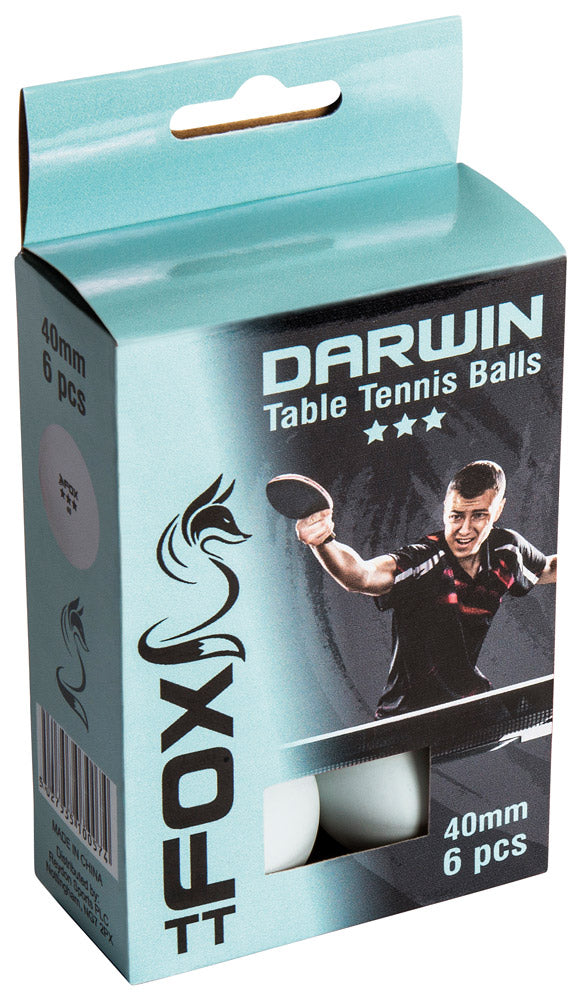 Fox TT Darwin 3 Star Table Tennis Balls (Pack of 6) -DS