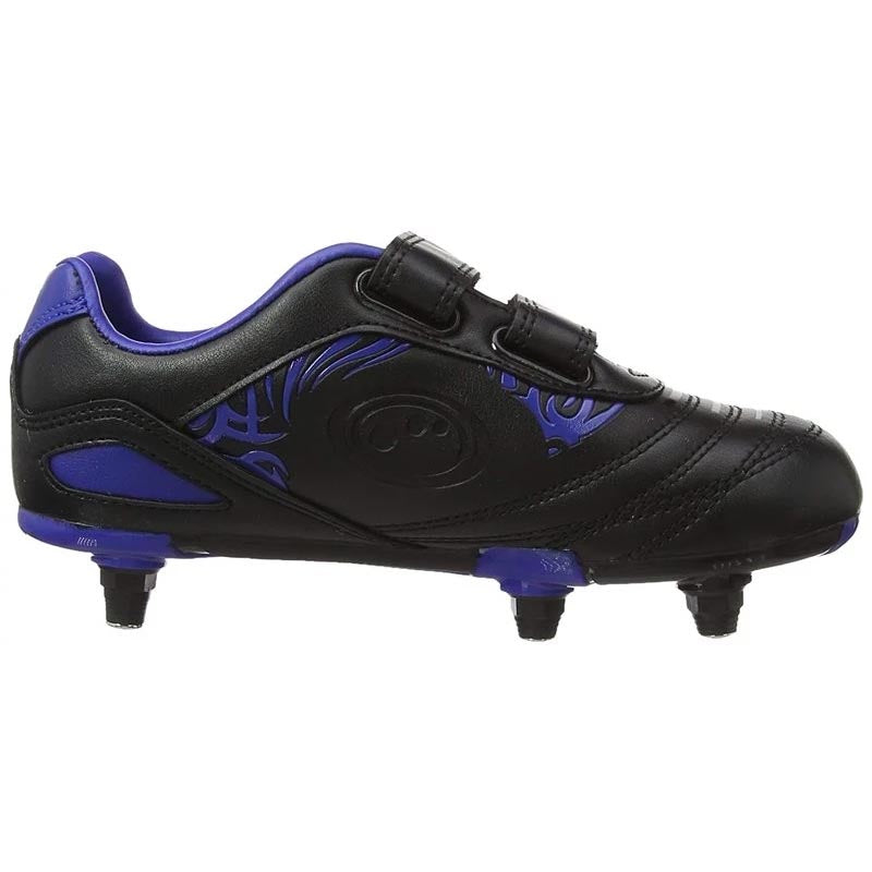 Kids Razor Velcro SG Football Boots - Black/Blue